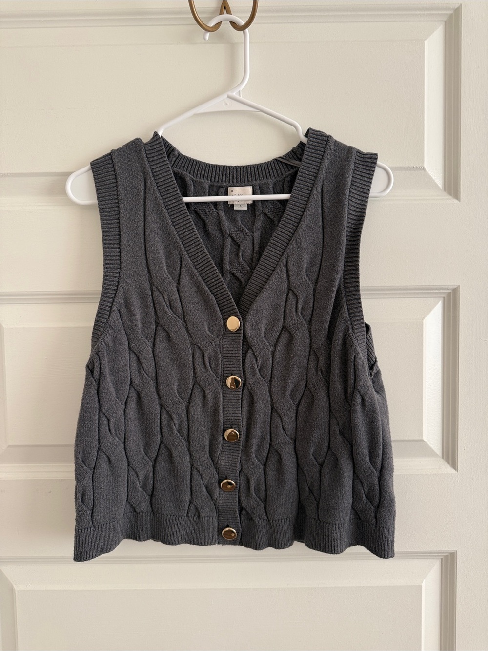 a new day Charcoal Cable-Knit Button Front Sweater Vest